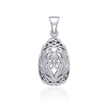 Teardrop Shape Scottish Thistle with Celtic knotwork Pendant TPD5164 - Jewelry